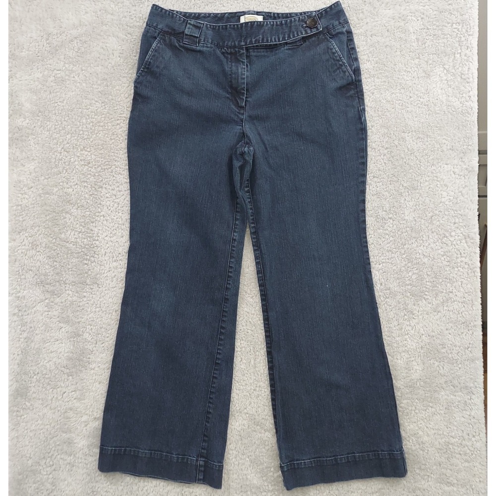 Talbots Stretch Flared‎ Jeans Size 14 Dark Wash Cotton Stretch Denim Casual